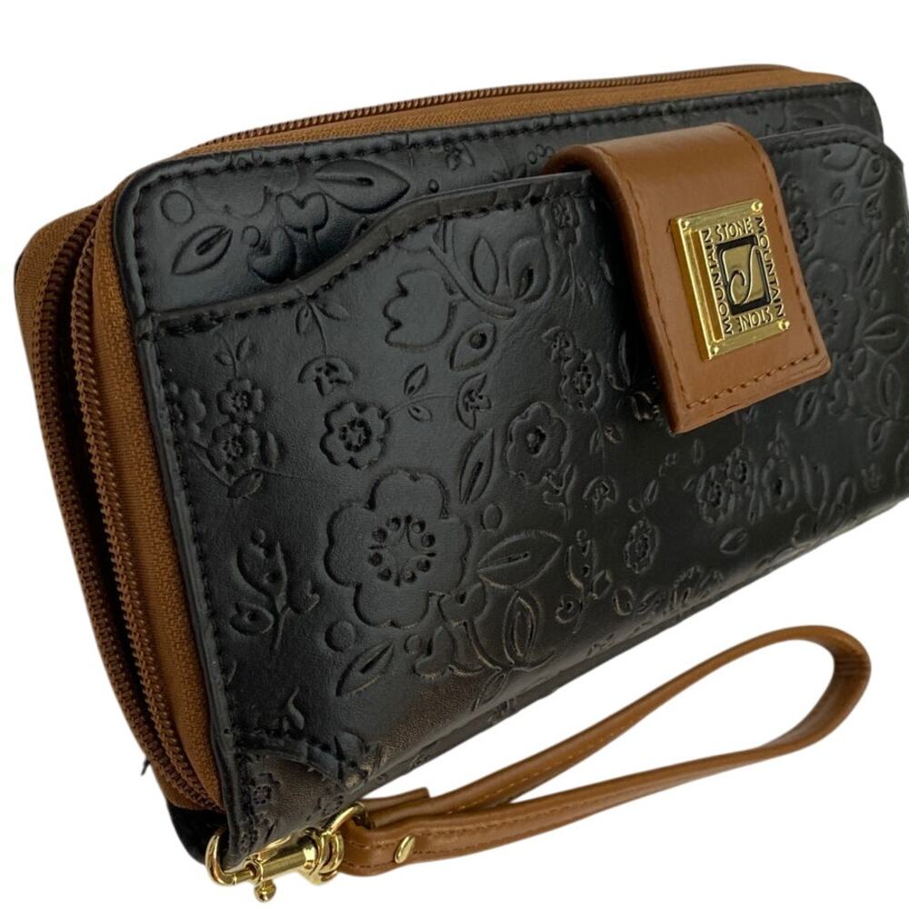 Stone Mountain Leather Blend Wallet Bundle ID Cardholder Engraved Floral Western
